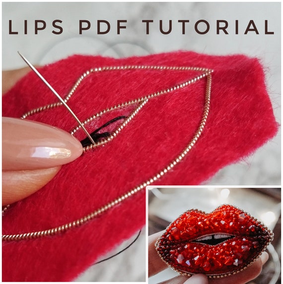 Red Lips Brooch Tutorial, DIY Beaded Lips, Jewelry Making Tutorial ..., حجم الصورة 570x572