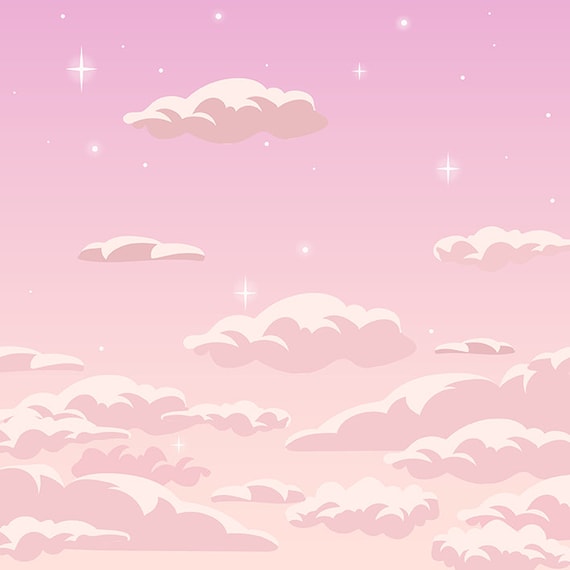Cartoon Pastel Pink Sky With Clouds Svg Seamless Abstract Etsy