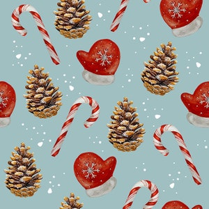 Weihnachtsplätzchen und Tannenzapfen Muster svg, Weihnachtskarten png. Weihnachtlicher Stoffdruck.