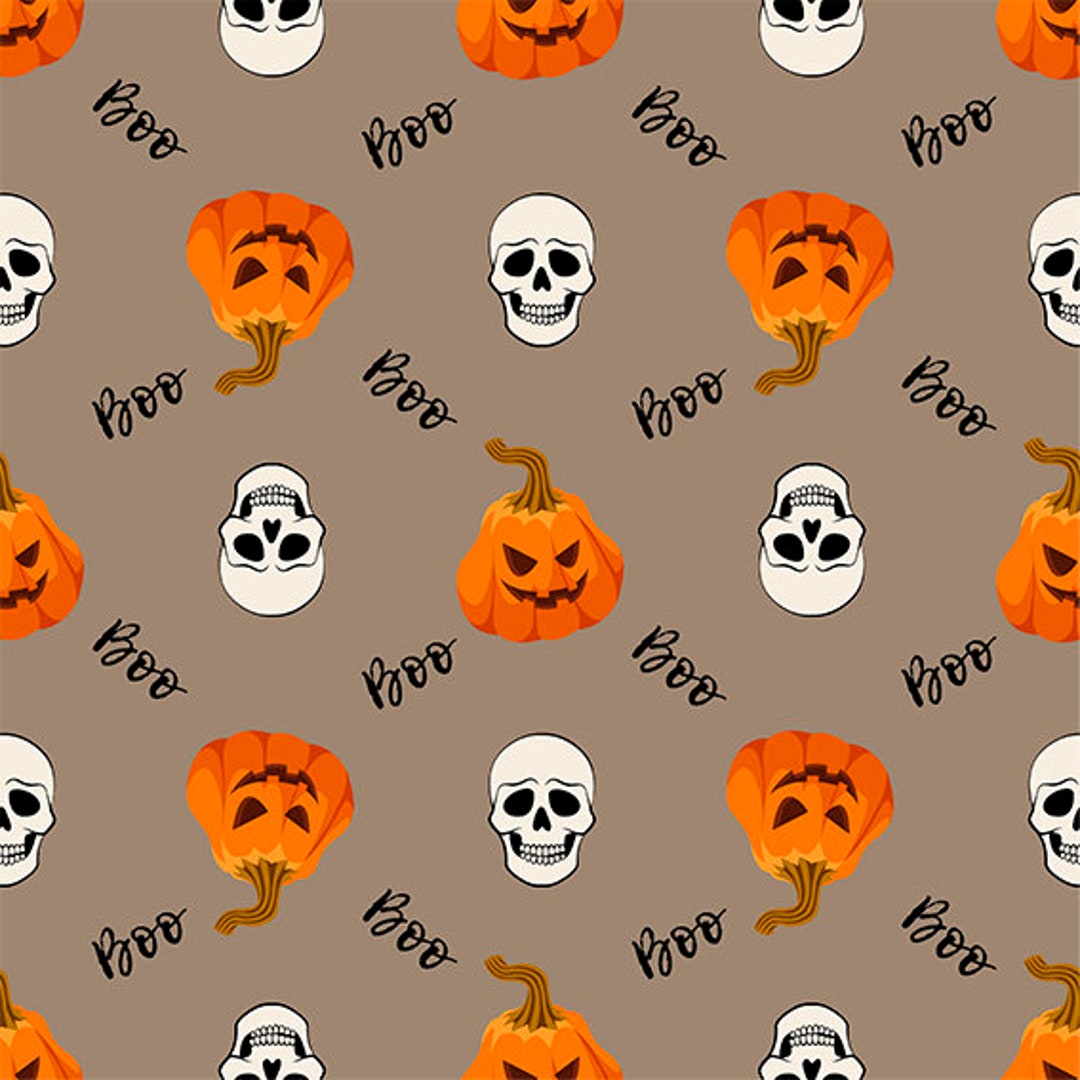 Halloween Seamless Pattern Png, Pumpkins and Skulls Print Svg - Etsy