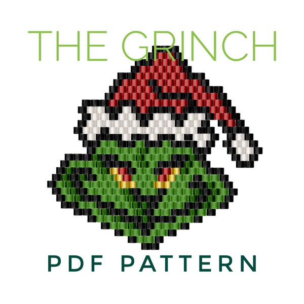Christmas brick stitch pattern for BEGGINERS, DIY Grinch pattern