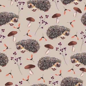 Hérisson aquarelle et feuilles d'automne clipart sans couture png. papier peint vintage. Art mural d'automne