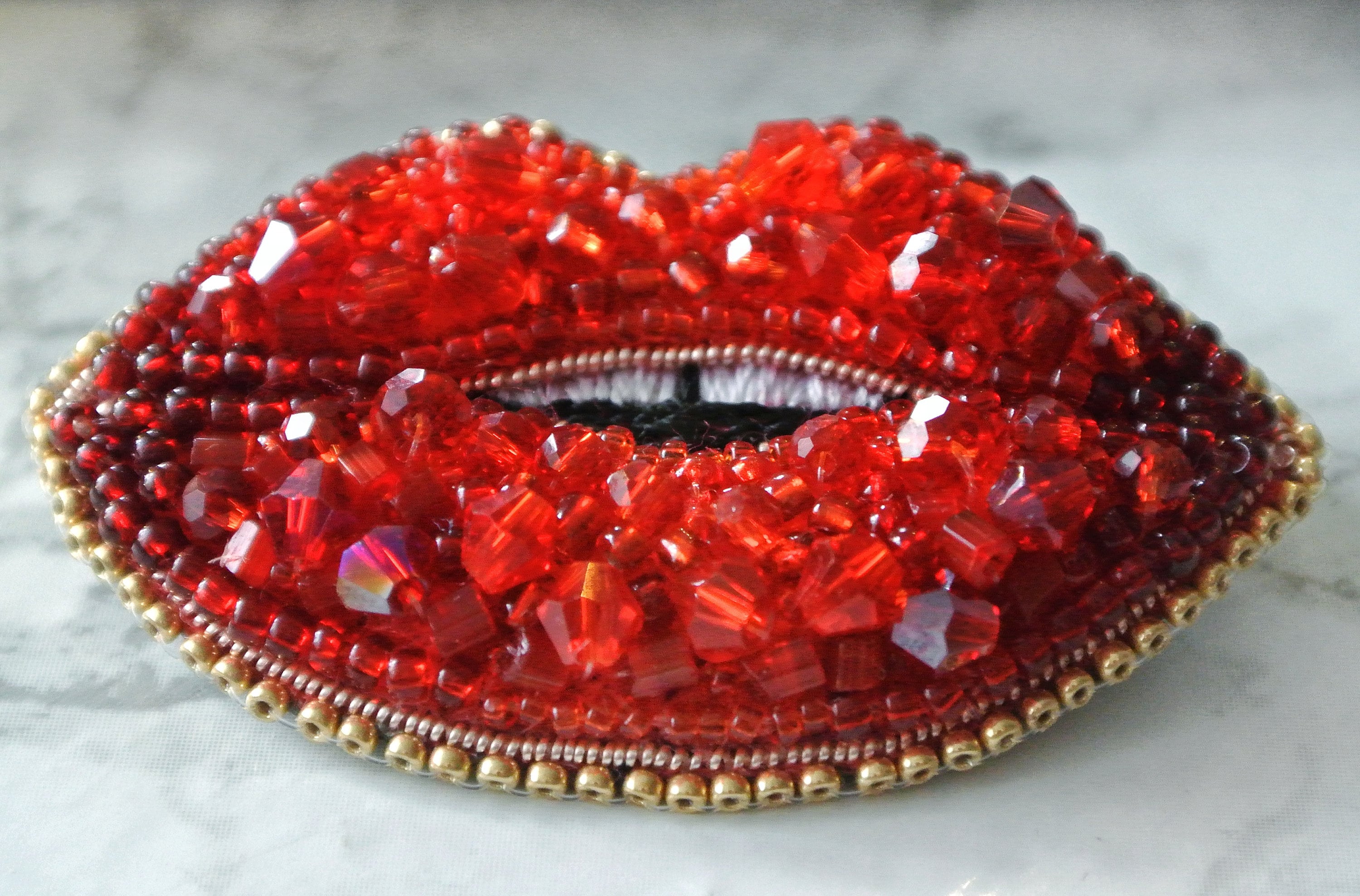 Red Lips Brooch Tutorial DIY Beaded Lips Jewelry Making Etsy