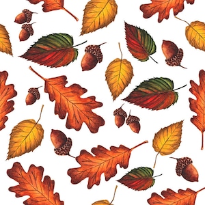 "Aquarell Herbst Wald Blätter als ""cliparts"" Datei." Herbst Tapete. Herbstliche Wandkunst