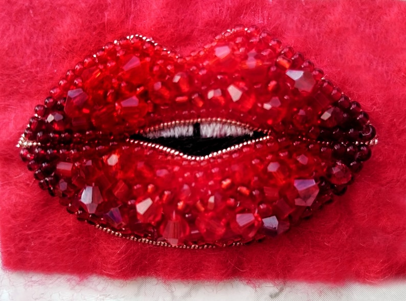 Red Lips Brooch Tutorial DIY Beaded Lips Jewelry Making Etsy France