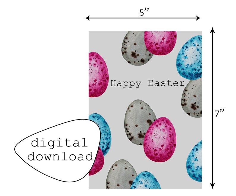 Printable Happy Easter Eggs Card Svg, 5x7 Poultry Greeting Card ...