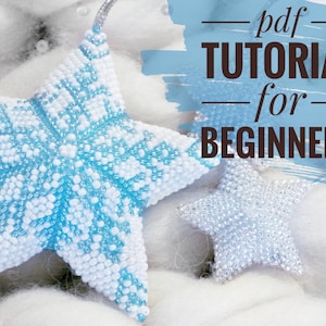 Tutorial per principianti per realizzare una stella di peyote con perline 3D, modello di stella con perline invernali, ornamento natalizio con perline