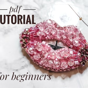 DIY Beaded Pink Lips Brooch, PDF Pattern for Lips Jewelry Making, Feminist handmade jewelry tutorial for beginners