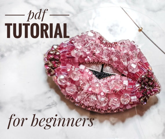 DIY Beaded Pink Lips Brooch PDF Pattern for Lips Jewelry Making
