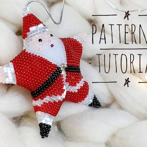 3D Beaded Peyote Star Tutorial for Begginers, Santa Beaded Star PDF Pattern, Beaded Christmas Ornament