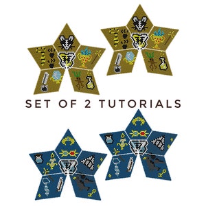Set of Beaded peyote star tutorials, Harry Pottery beaded star pattern, Harry Pottery decor