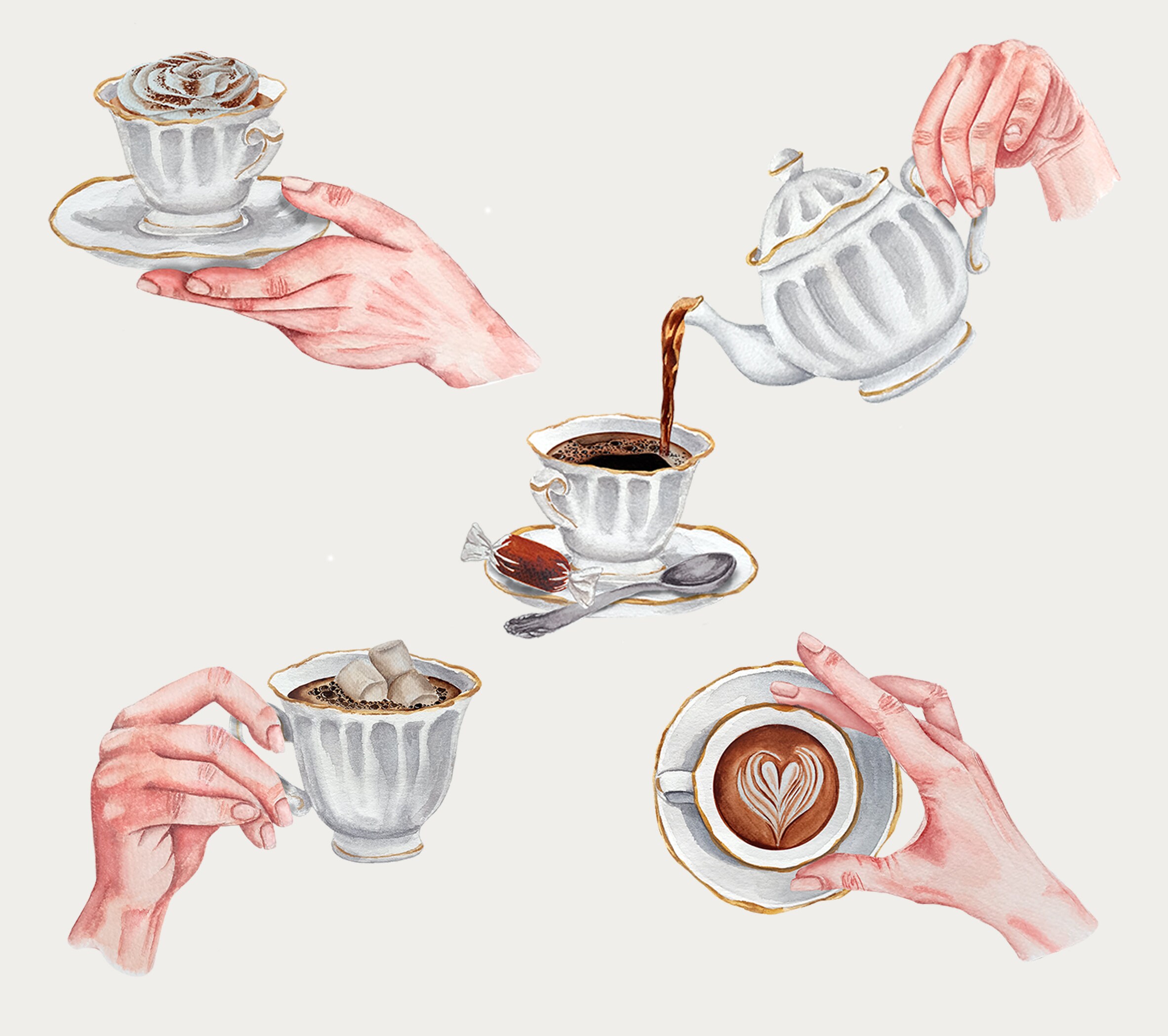61 Watercolor Coffee Time Clipart Watercolor Latte Party PNG Junk ...