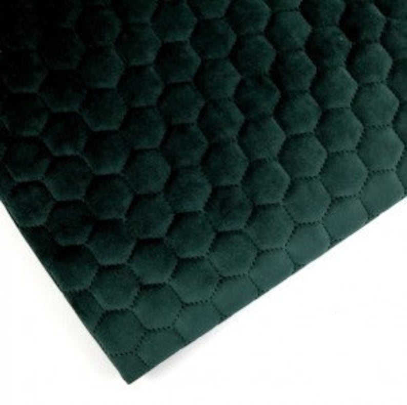 Quilted Bottle Green Velvet Upholstery Fabric Sold Etsy