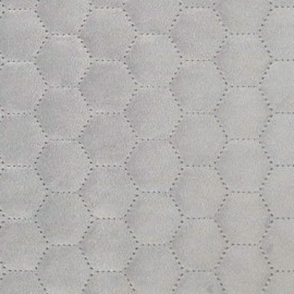 Honeycomb Quilted Light Grey Velvet Soft Touch Luxury Upholstery Decorative Fabric Sell By the Metre