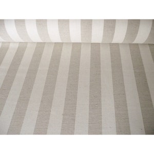 Natural Linen Cotton Wide Stripes Upholstery Fabric Sold By Half a Meter
