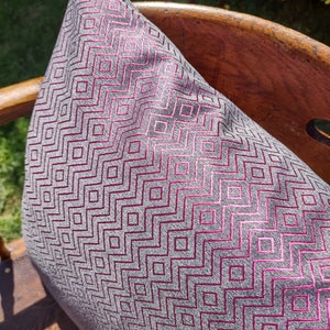 Luxury Fuschia Grey Metallic Thread Geometric Garden Cushion Waterproof Pillowcase Outdoor Coated