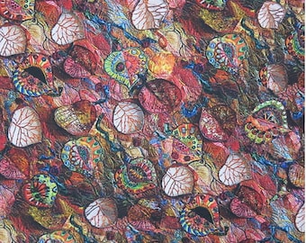Waterproof Autumn Leaves Abstract Nature Printed Fabric Oilcloth Outdoor Sell By Half Meter