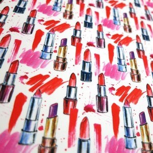 Waterproof Lipstick Cosmetic Rouge Printed Fabric Oilcloth Outdoor Sold By Half Meter