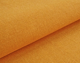 Mosterdgeel katoenen stofbekleding decoratief geweven verkocht per meter