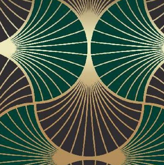 Art Deco Groene Geometrische Bekleding Decor Stof - Etsy België