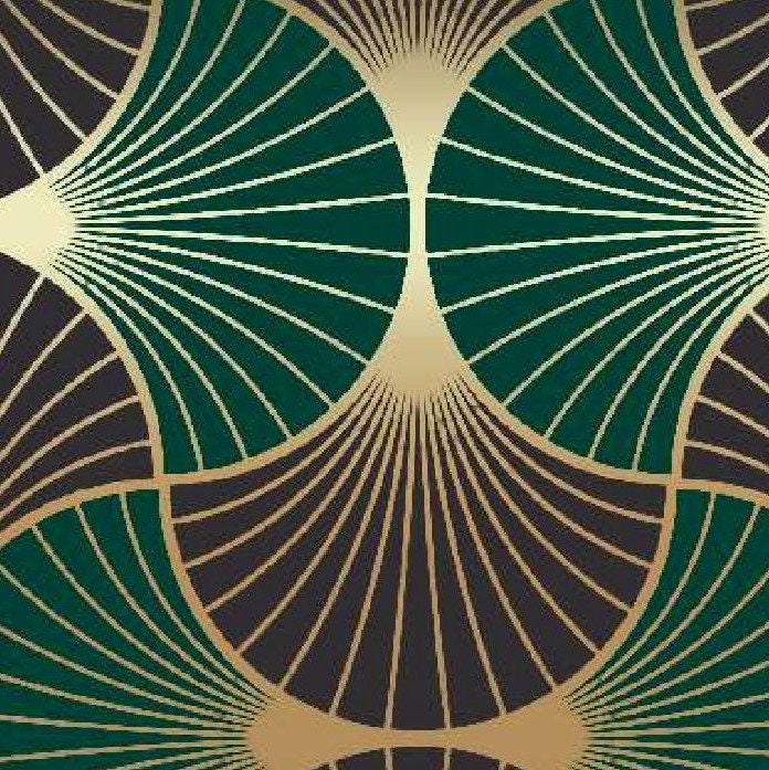 Art Deco Green Geometric Upholstery Home Decor Printed Fabric Etsy UK