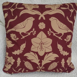Housse de coussin rouge de noël, taie d&#39;oreiller 45x45cm, fermeture éclair, oiseaux, Nature