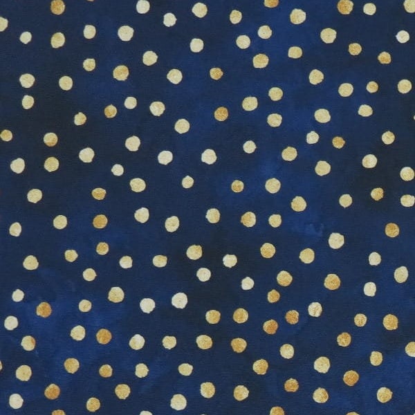 Waterproof Gold Dots Blue Printed Fabric Oilcloth Outdoor Sold By Half Meter