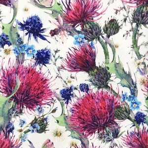 Waterproof Thistles Printed Fabric Oilcloth Outdoor Sold By Half Meter