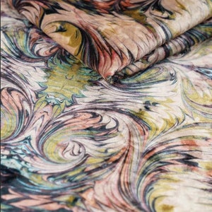 Pink Green Kaleidoscope Mosaic Abstract Crushed  Furnishing Upholstery Home Decor Velvet Sold By Half a Meter