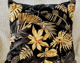 Black Gold Leaves Velvet Pillow Covers Pillowcase 45x45cm Zippered Animal Nature