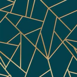 Teal Gold Stripes Geometric Home Decor Upholstery Woven Fabric Sold By Half a Metre