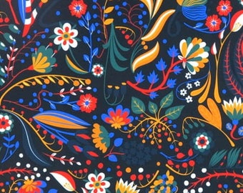 Waterproof Folk Flowers Geometric  Printed Fabric Oilcloth Outdoor Sold By Half Meter