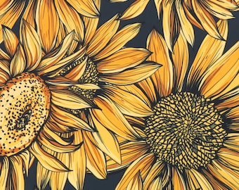 Sonnenblumen Natur Blumen Polsterung Dekorative Einrichtung Lebhaft Stoff Samt Meterware
