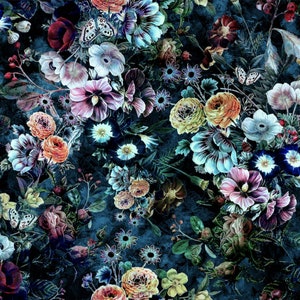 Dark Floral Upholstery Home Decor Furnishing Velvet Fabric Sold By the Metre