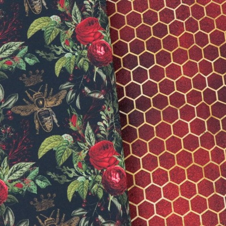 Waterproof Red Gold Printed Fabric Oilcloth Outdoor Etsy UK