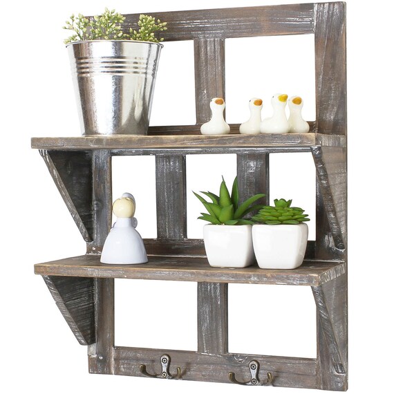 Country Style Whitewashed Wood Wall Mounted Hanging Shelves Image 0