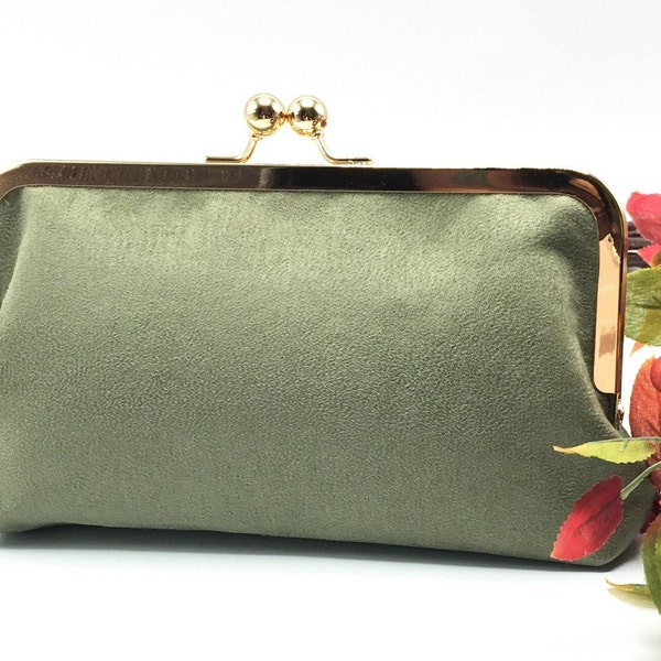 557. Olive Green Woven Clutch Bag main image 1