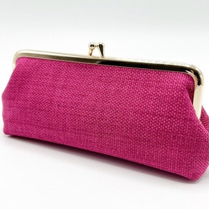 Rose framboise magenta Kiss cadenas pochette à fermoir porte-monnaie-trousse à maquillage fuchsia-carte d'identité portefeuille-étui à lunettes-pochette à stylo-cadeau de remise des diplômes