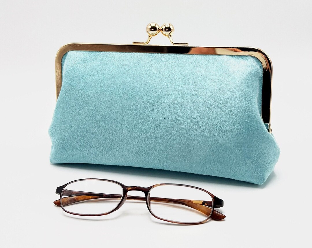 Tiffany Blue Vegan Suede Kiss Lock Clutch Purse-aqua Blue Wedding ...