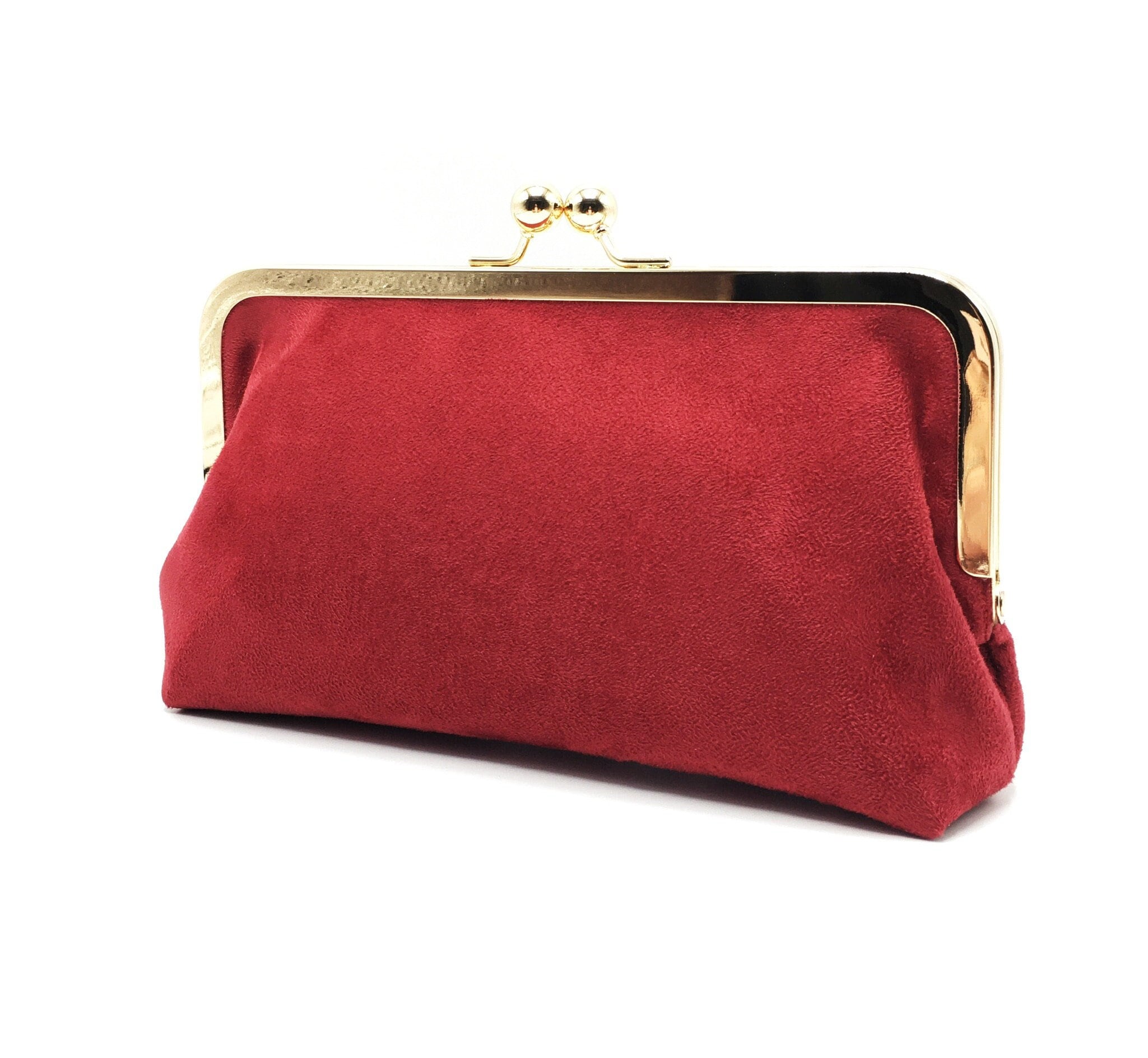Dark red suede clutch bag discount