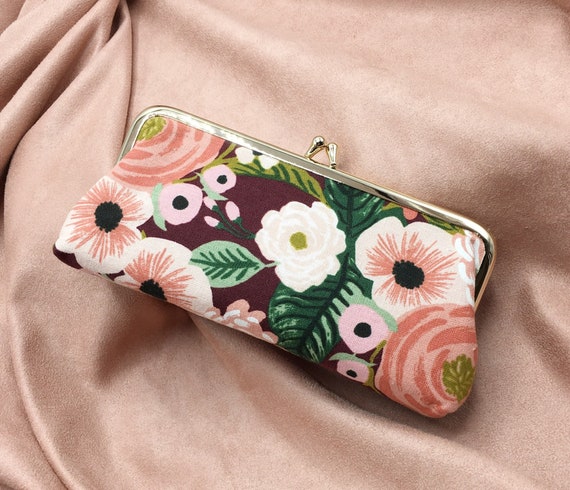 Burgundy Pink Floral Kiss Lock Clutch cosmetic Bag glasses Case pen Case id Card Coin Purse Wallet jewelry Travel Case cable Bag for Women Etsy Ireland