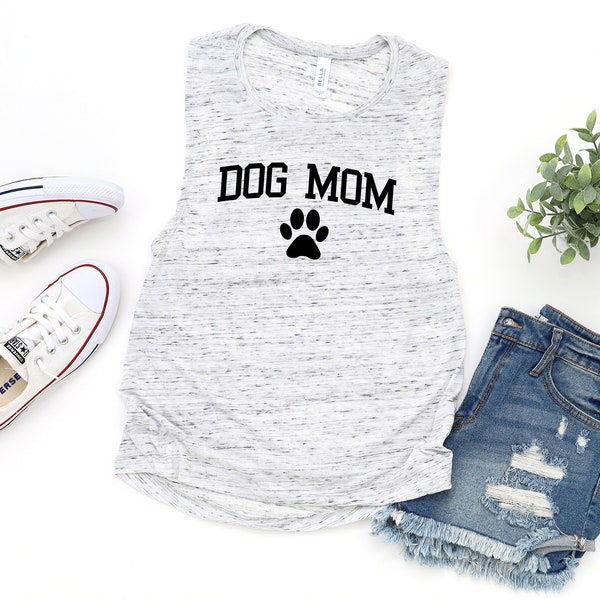 Dog Mom Paw Arch Women's Flowy Muscle Tank Top, Gift For Dog Mom, Fur Mama Shirt, Dog Mama, Gift For Mom, Mother's Day Gift Idea