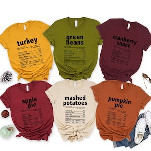 Nutrition Thanksgiving Food Shirts, Funny Thanksgiving Shirts, Funny Christmas Shirts, Thanksgiving Food Shirt, Holiday Family Group Shirts