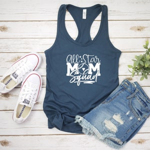 Baseball All Star Mom Squad Racerback Tank Top Shirt, Baseball Shirt, Baseball Mom, Baseball Squad, Baseball Mom, Game Day, Baseball, Sports image 1