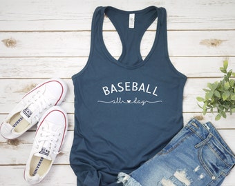 Baseball All Day Women's Racerback Tank Top Shirt, Baseball Shirt, Baseball Mom, Baseball Squad, Baseball Mom, Game Day, Baseball, Sports