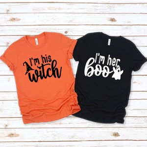 Halloween Couples Shirts T-Shirt, His Witch, Her Boo, His & Hers, Matching Shirts, Wedding Gift, Anniversary, Funny Halloween Shirt