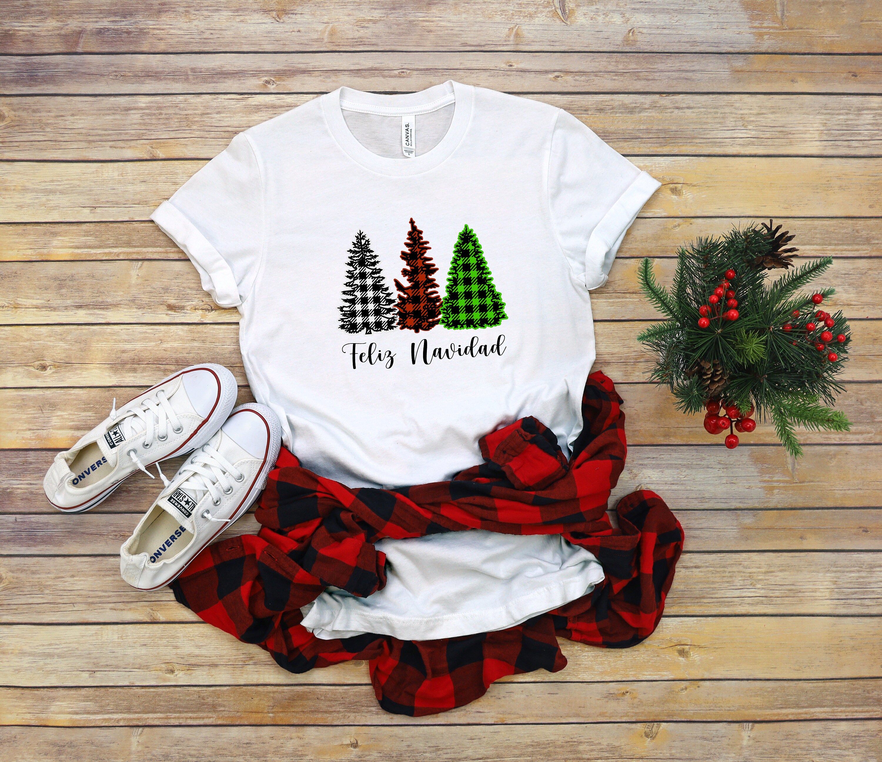 Feliz Navidad Buffalo Plaid Christmas Shirt, Feliz Navidad Shirt