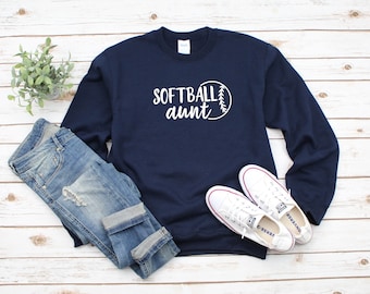 Softball Aunt Heavy Blend Crewneck Sweatshirt, Softball Aunt Sweater, Game Day, Softball Aunt, Softball Sweater, Softball Aunt Gift