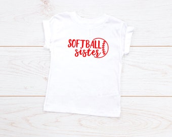 Softball, Softball Sister Shirt, Youth Shirt, Kids Shirt, Softball Shirt, Softball Heart Shirt, Softball Game Shirt, Game Day Shirt