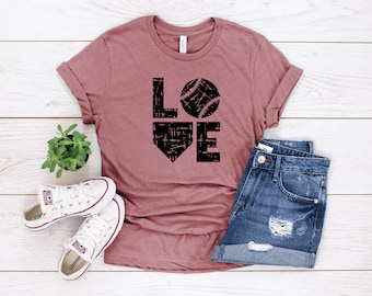 LOVE Baseball Distressed T-Shirt, Baseball Mom Shirt, Women's Baseball Shirt, Baseball Fan Shirt, Baseball Shirt, Gift For Her, Unisex